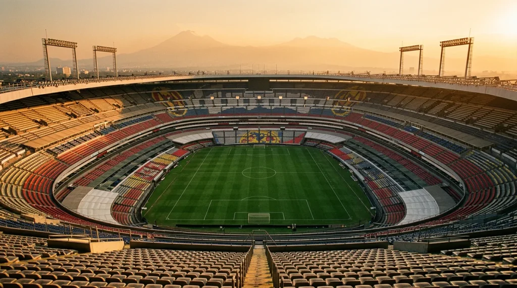 Estadio Azteca in Mexico City, the iconic venue hosting the World Cup 2026 opening match