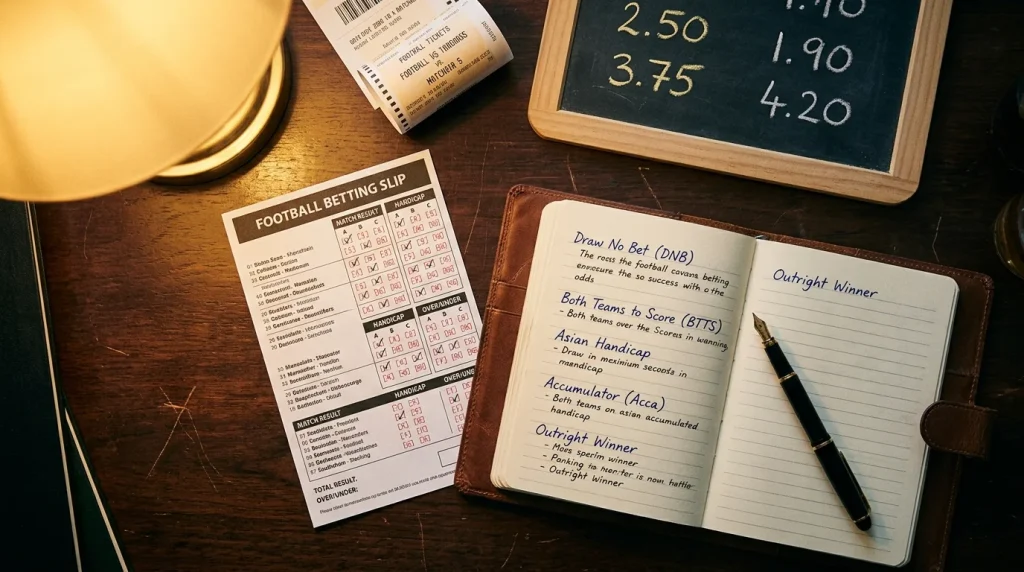 Football betting glossary terms displayed on a dark editorial background for Australian punters